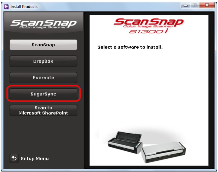 FUJITSU SCANSNAP S1300I DELUXE - Click the [SugarSync] button. - 1
