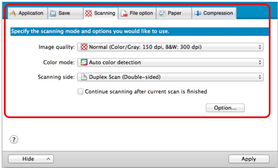 FUJITSU SCANSNAP S1300I DELUXE - Change the scan settings in each tab. - 1