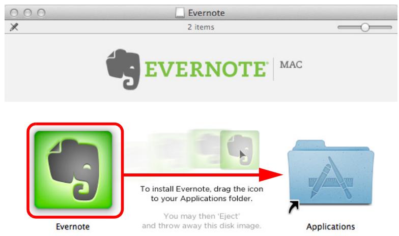 FUJITSU SCANSNAP S1300I DELUXE - Drag the [Evernote] icon onto the [Applications] icon. - 1