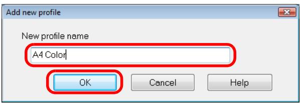 FUJITSU SCANSNAP S1300I DELUXE - Type in a new profile name and click the [OK] button. - 1
