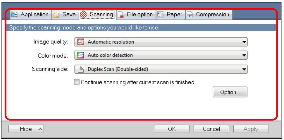 FUJITSU SCANSNAP S1300I DELUXE - Change the scan settings in each tab. - 1
