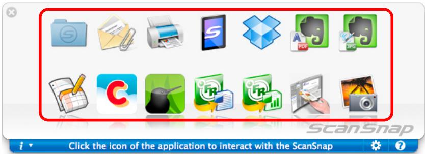 FUJITSU SCANSNAP S1300I DELUXE - In the Quick Menu, click the icon of the application to link with ScanSnap Manager. - 1