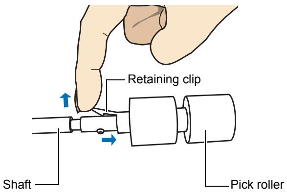 FUJITSU SCANSNAP S1300I DELUXE - Remove the pick roller from its shaft. - 1