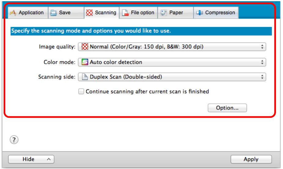 FUJITSU SCANSNAP S1300I DELUXE - Set the scan settings in each tab. - 1