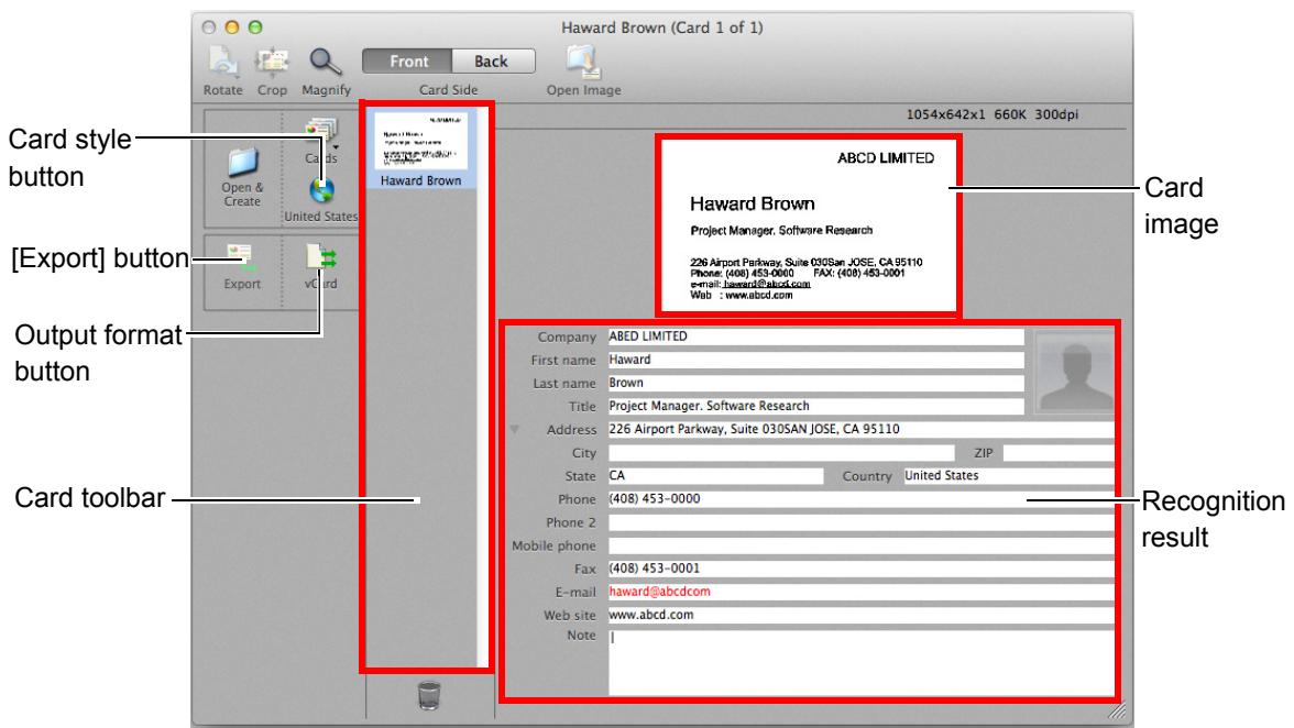 FUJITSU SCANSNAP S1300I DELUXE - Check the scanned card image and the text recognition result. - 1