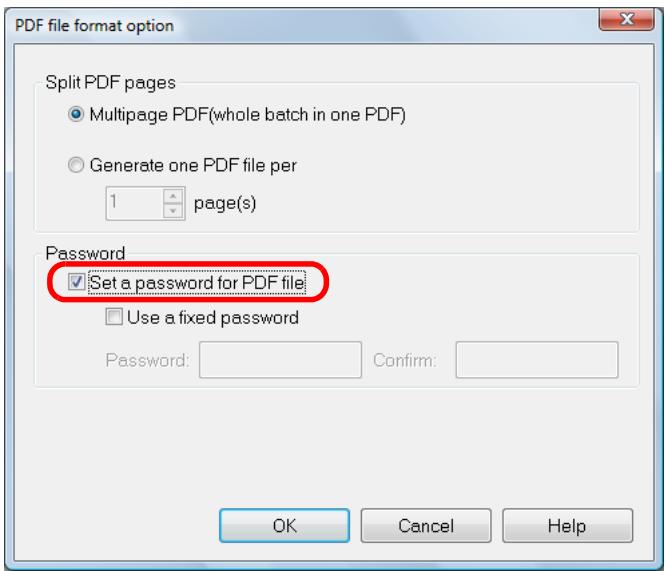 FUJITSU SCANSNAP S1300I DELUXE - Select the [Set a password for PDF file] check box. - 1