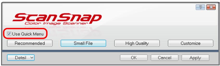 FUJITSU SCANSNAP S1300I DELUXE - Select the [Use Quick Menu] check box. - 1