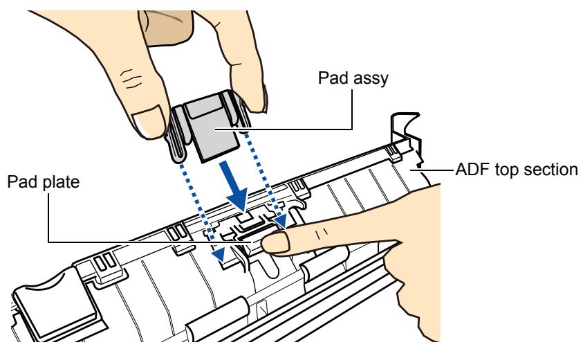 FUJITSU SCANSNAP S1300I DELUXE - Attach the new pad assay while pushing the pad plate down. - 1