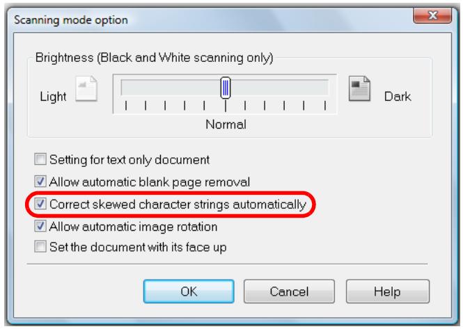 FUJITSU SCANSNAP S1300I DELUXE - Select the [Correct skewed character strings automatically] check box. - 1