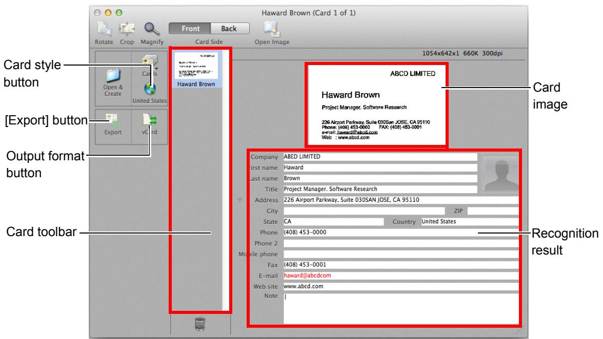 FUJITSU SCANSNAP S1300I DELUXE - Check the scanned card image and the text recognition result. - 1