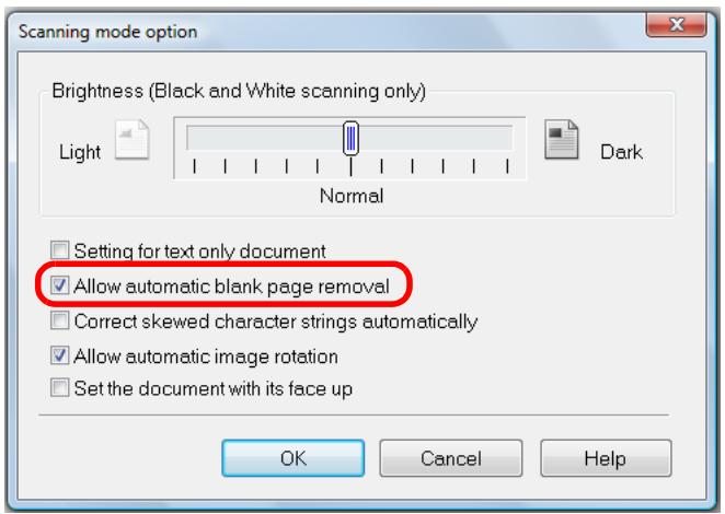 FUJITSU SCANSNAP S1300I DELUXE - Select the [Allow automatic blank page removal] check box. - 1