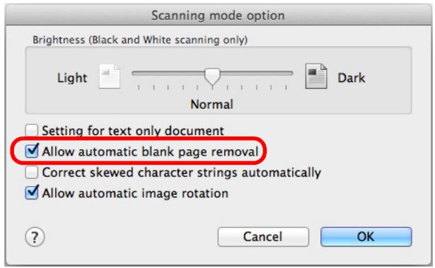 FUJITSU SCANSNAP S1300I DELUXE - Select the [Allow automatic blank page removal] checkbox. - 1