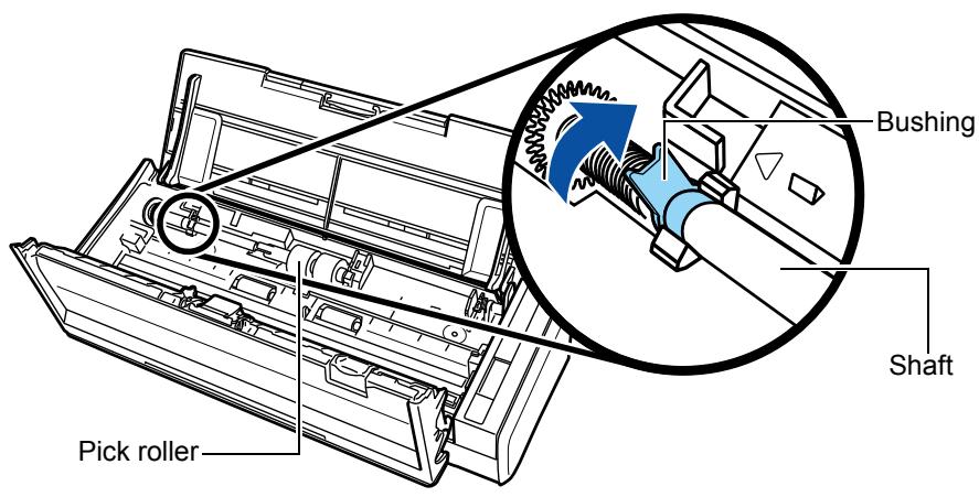FUJITSU SCANSNAP S1300I DELUXE - Rotate the bushing (left) to lock the shaft. - 1