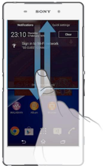 SONY XPERIA TABLET Z2 10,1 - To open or close the Notification panel - 1