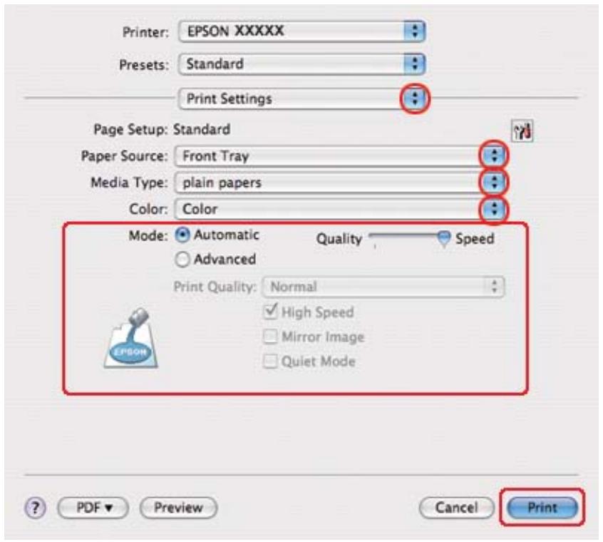 EPSON B-510DN - Paramètres de l'imprimante sous mac OS x 10,4 - 4
