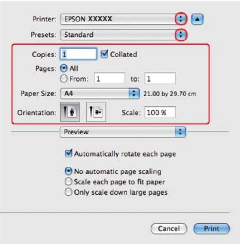 EPSON B-510DN - Paramètres de l'imprimante pour les documents sous mac OS x 10.5 - 2