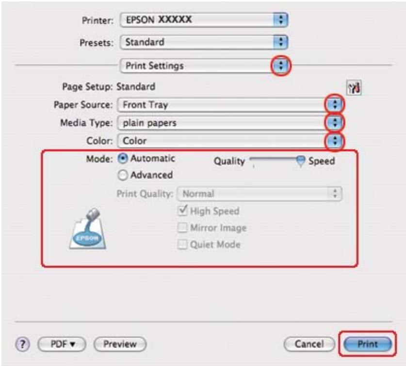 EPSON B-510DN - Paramètres de l'imprimante sous mac OS x 10.3 ou 10.4 - 4