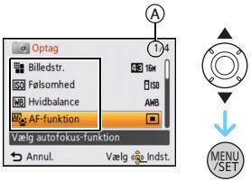 PANASONIC LUMIX DMC-SZ1EF - Tryk på / for at vælge menuelementet, og tryk derefter på [MENU/SET]. - 1