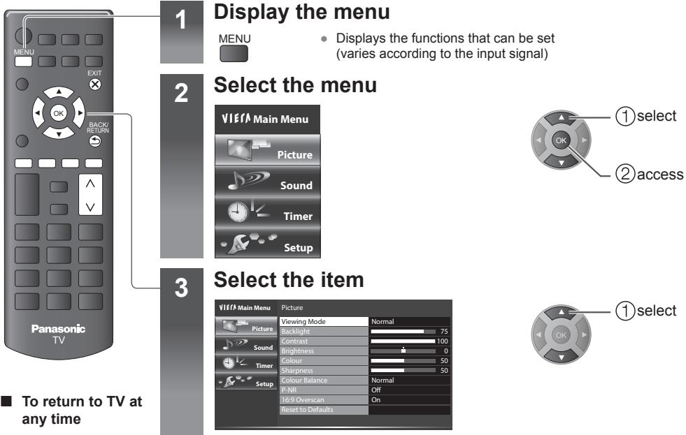 PANASONIC TX-42A400E - How to Use Menu Functions - 1