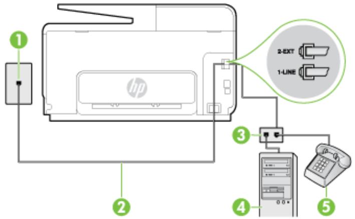 HP OFFICEJET PRO 8610 - Case K: Shared voice/fax line with computer dial-up modem and voice mail - 3