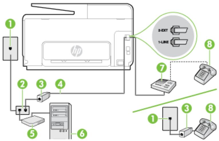 HP OFFICEJET PRO 8610 - Shared voice/fax line with computer DSL/ADSL modem and answering machine - 1