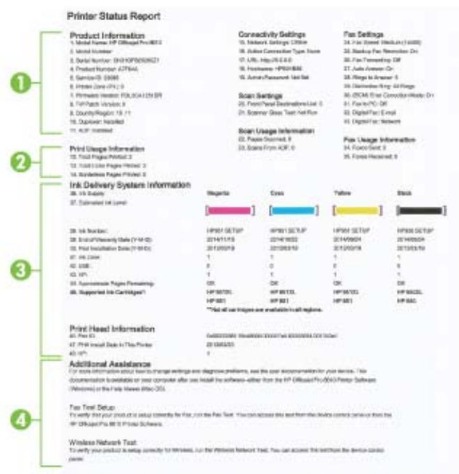 HP OFFICEJET PRO 8620 - To print the Printer Status Report - 1