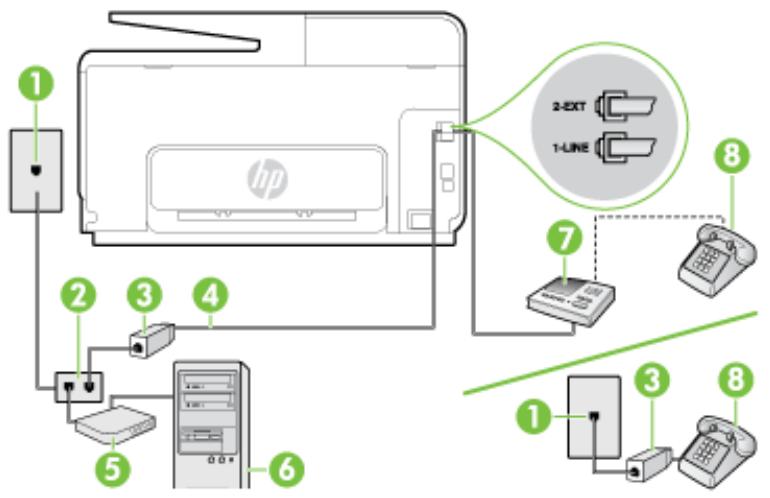 HP OFFICEJET PRO 8620 - Shared voice/fax line with computer DSL/ADSL modem and answering machine - 1