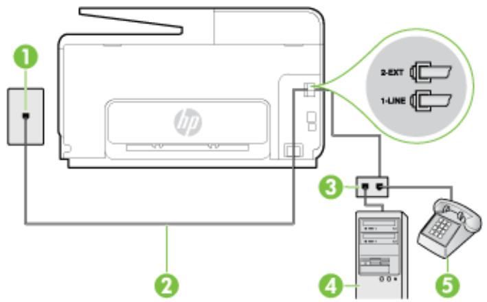 HP OFFICEJET PRO 8620 - Case K: Shared voice/fax line with computer dial-up modem and voice mail - 3