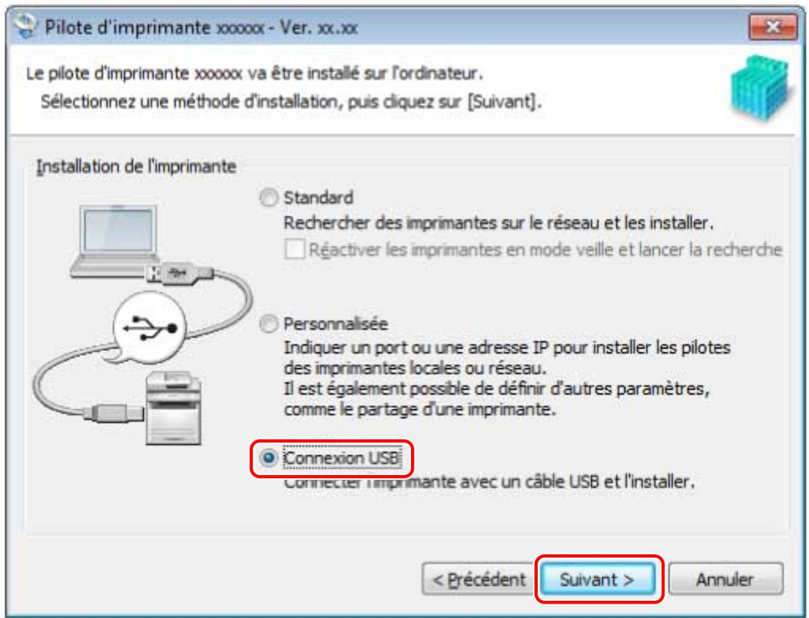 CANON IR 2202N - Sélectionnez [connexion USB] → clique sur [suivant]. - 1