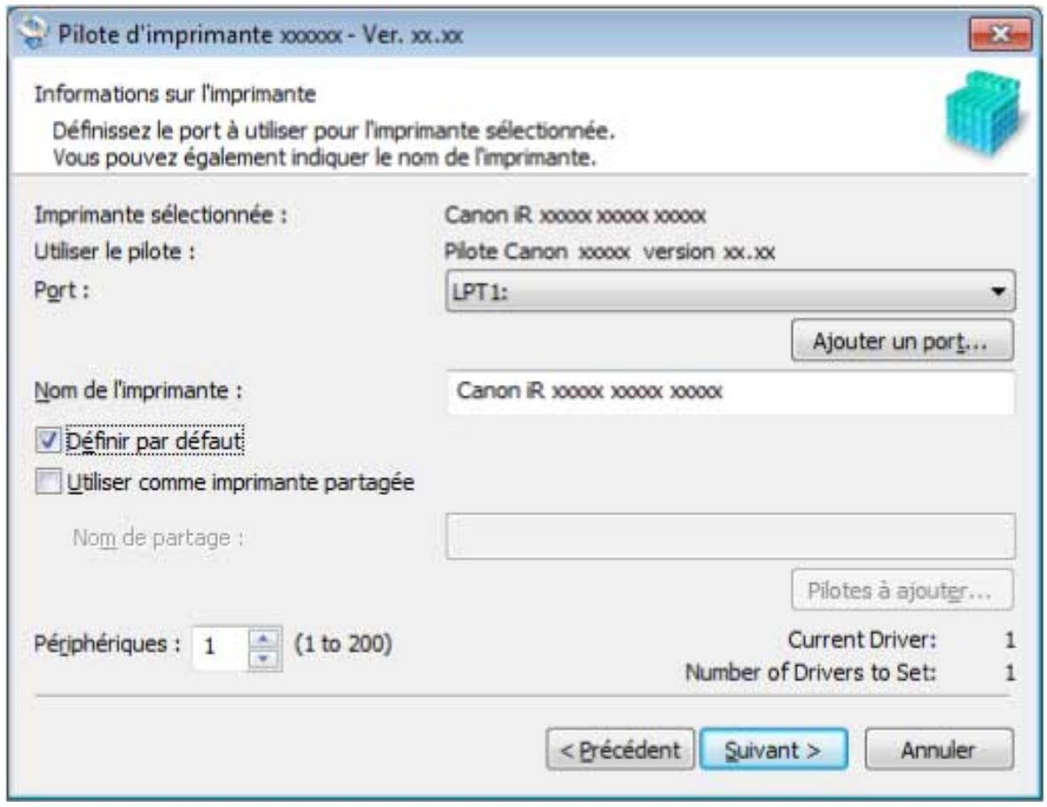 CANON IR 2202N - Sélectionnez [nom de l'imprimante] si nécessaire → cliquez sur [suivant]. - 1