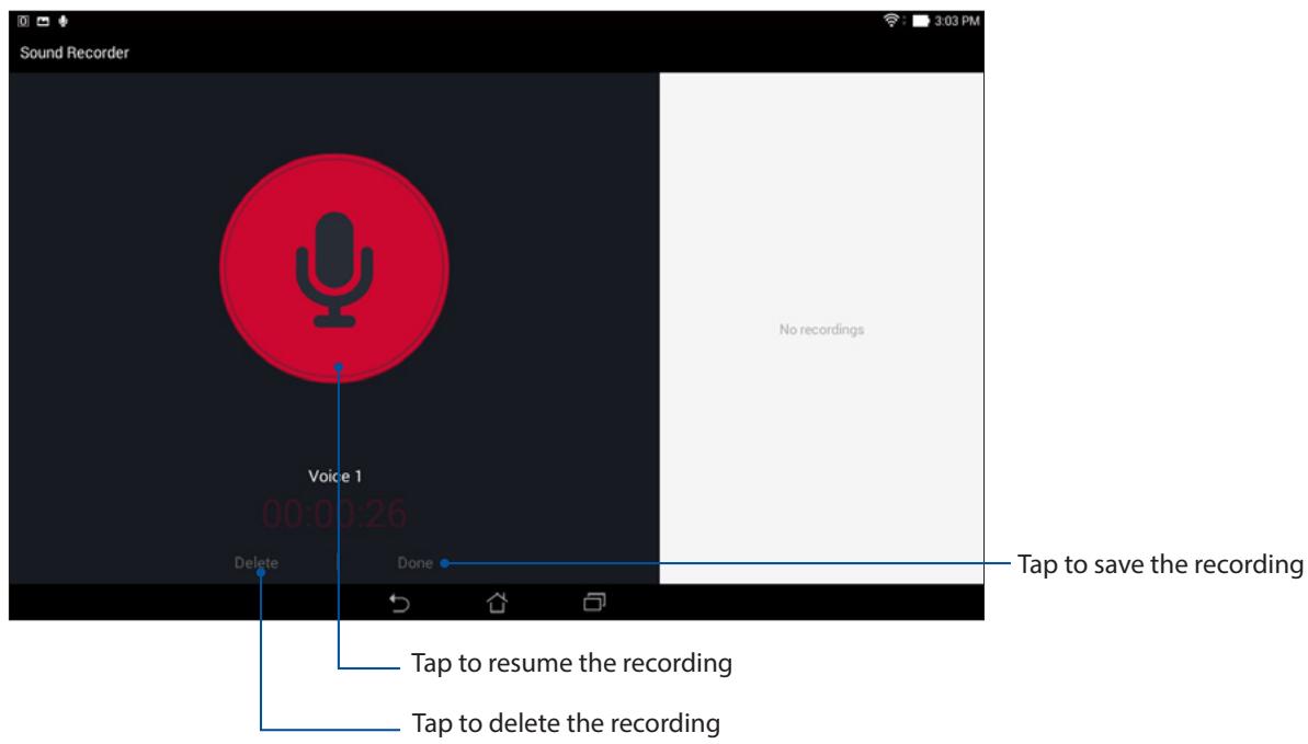 ASUS TRANSFORMER PAD TF303K-1D013A - Pausing a recording - 1