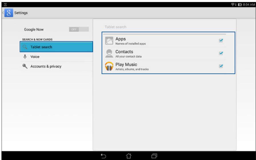 ASUS TRANSFORMER PAD TF303K-1D013A - Customizing voice search results from the Tablet search group - 2