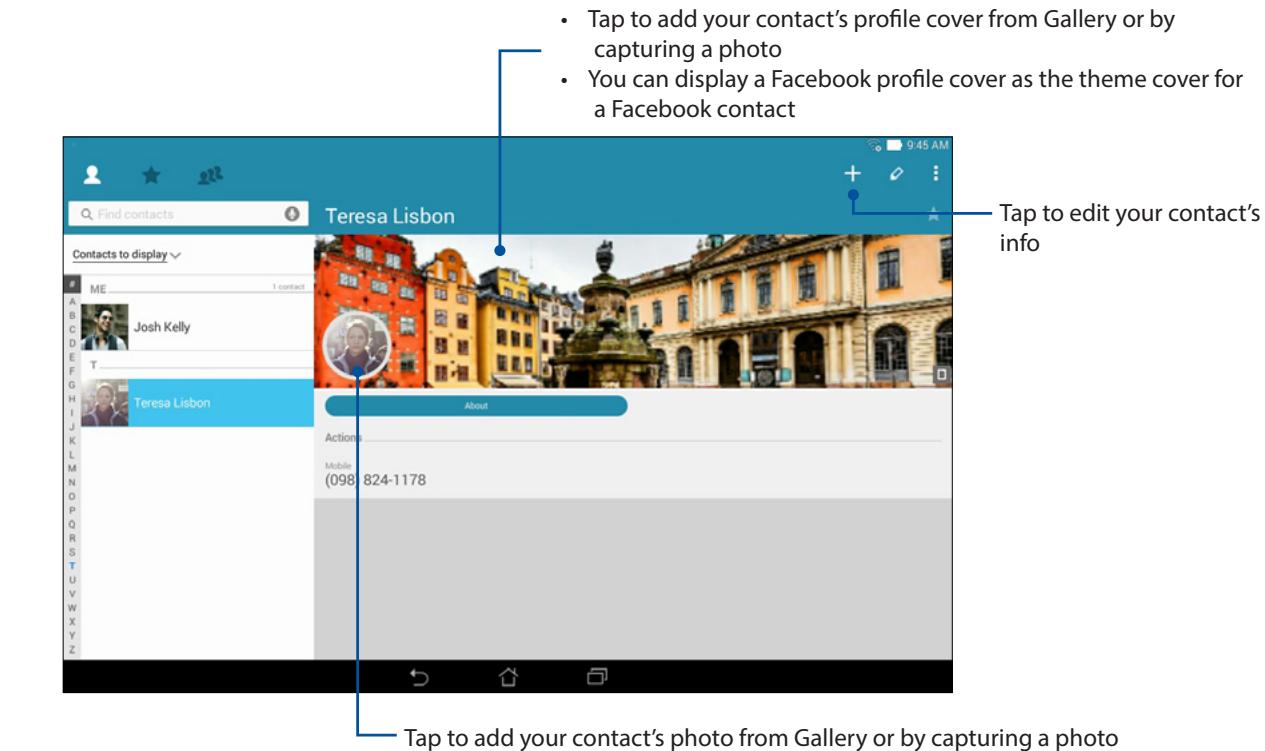 ASUS TRANSFORMER PAD TF303K-1D013A - Customizing your contact's profile - 1