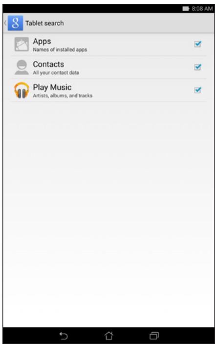ASUS TRANSFORMER PAD TF303K-1D013A - Tick the box of the search groups you would like to include as source when using Voice Search. - 1