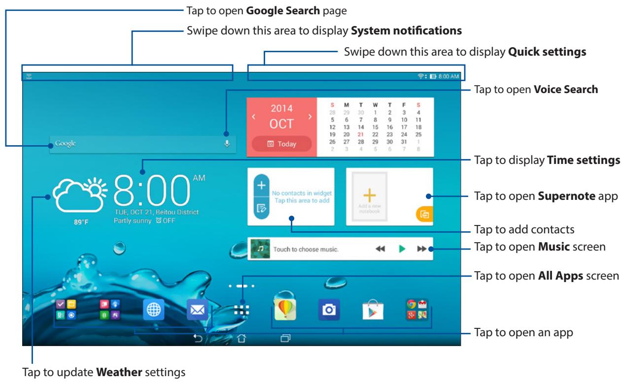 ASUS TRANSFORMER PAD TF303K-1D013A - Home screen - 1