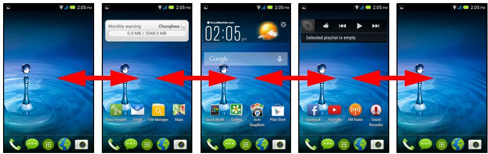 ACER LIQUID Z4 - The extended Home screen - 1