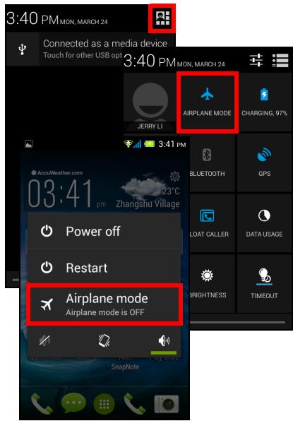 ACER LIQUID Z4 - Turning Airplane mode on or off - 2