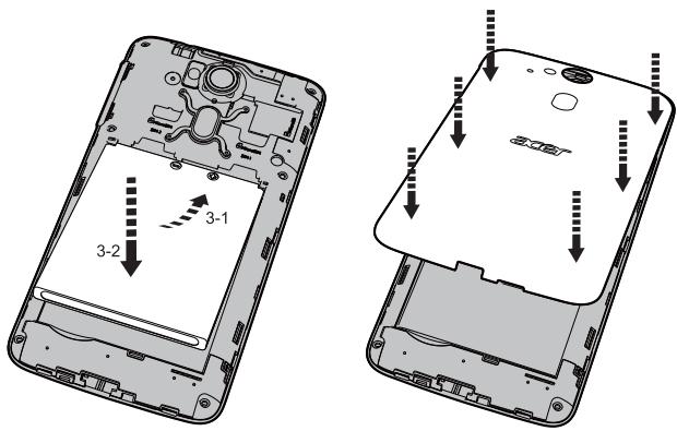 ACER LIQUID Z4 - Installing the battery - 1
