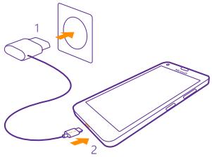 NOKIA LUMIA 640 - Charge your phone with a USB charger - 1