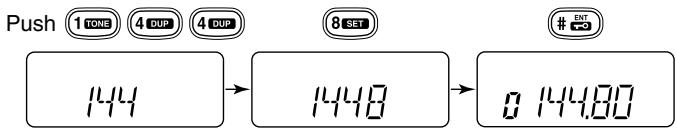 ICOM IC-V8 - Example 2- when entering 144.800MHz - 1