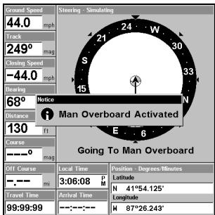 LOWRANCE 3500C - Navigate Back to MOB Waypoint - 1