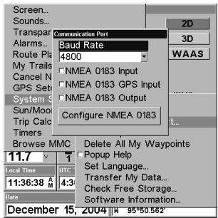 LOWRANCE 3500C - Communications Port Configuration - 2