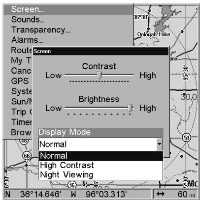 LOWRANCE 3500C - Once in the Screen menu: - 3