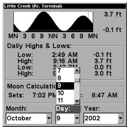 LOWRANCE 3500C - To view tide information: - 3
