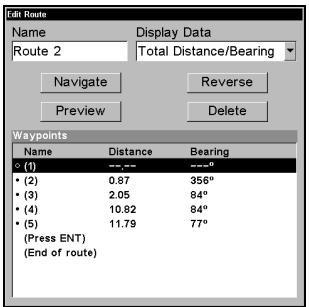 LOWRANCE 3500C - Routes Created in the Unit - 9
