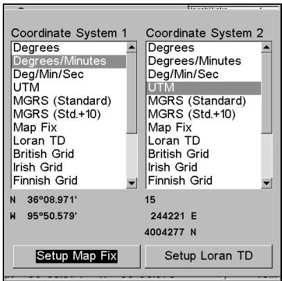 LOWRANCE 3500C - Coordinate System Selection - 1