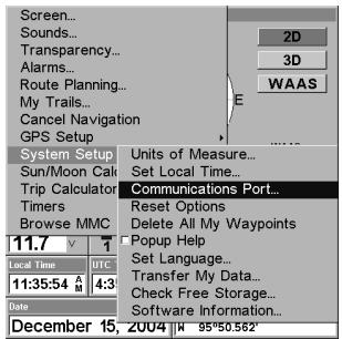 LOWRANCE 3500C - Communications Port Configuration - 1