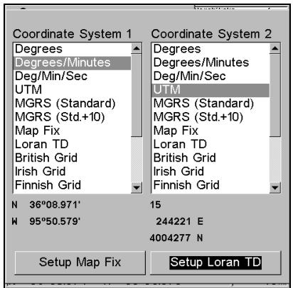 LOWRANCE 3500C - Coordinate System Selection - 2