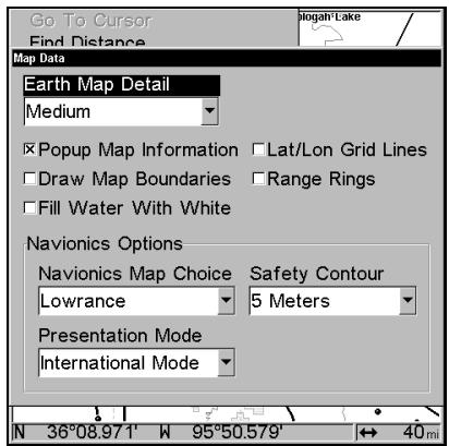 LOWRANCE 3500C - To get to Map Data: - 1