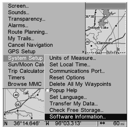LOWRANCE 3500C - Software Version Information - 2